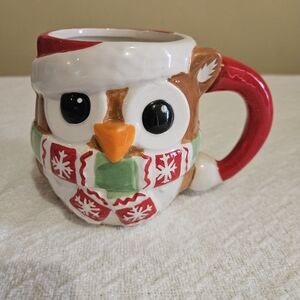 Christmas Holiday Owl Mug Figural Ceramic Santa Hat Snowflake Scarf Walmart 3D